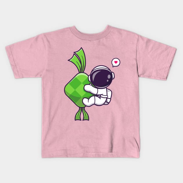 Cute Astronaut With Ketupat Cartoon Kids T-Shirt by Catalyst Labs